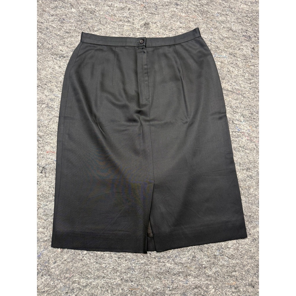 Talbots Black Rayon Pencil Skirt Size 12 Made in USA Knee Length Professional